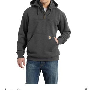 Carhartt Men's Rain Defender Charcoal Quarter-zip Pullover Hoodie